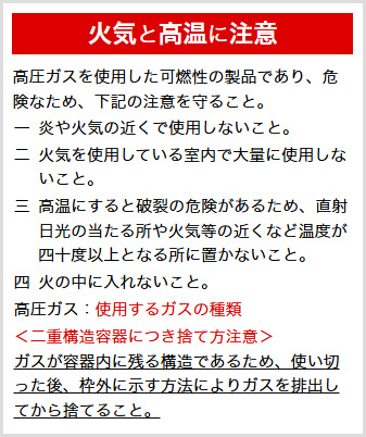 火炎長試験による火炎が認められるものであって、かつ、噴射剤として可燃性ガスを使用していないもの